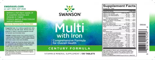 Swanson Just One Complete Multi with Iron (Multivitamin vassal) 130db tabletta