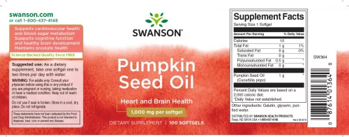 Swanson Pumpkin Seeds Oil  (Tökmagolaj) 1000mg 100 kapszula
