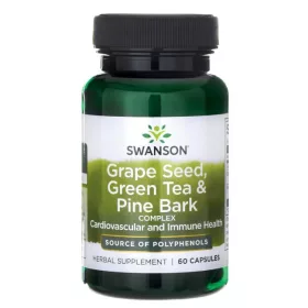   Swanson Grape Seed, Green Tea&Pine Bark (Szőlőmag, zöld tea+fenyőkéreg) 60 kapszula
