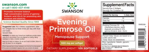 Swanson Evening Primrose Oil 500mg 100 kapszula (Ligetszépe olaj)