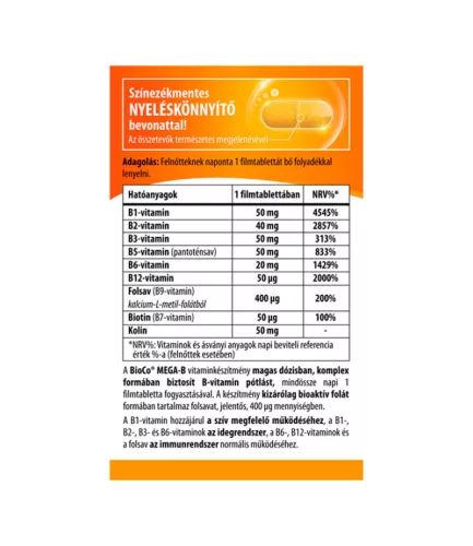 BioCo Mega-B B-vitamin komplex filmtabletta 60db