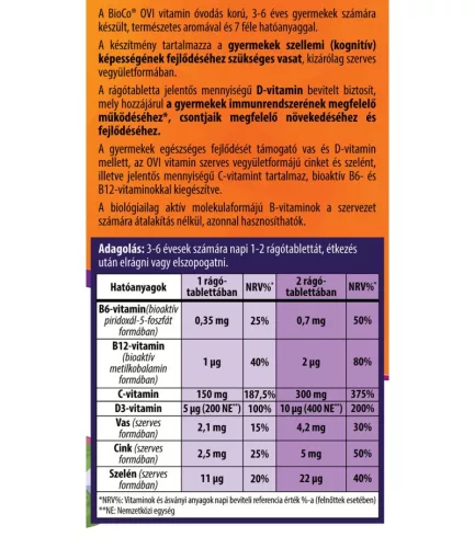 BioCo Ovi Vitamin rágótabletta 3-6 éveseknek 90db