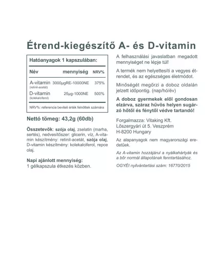 Vitaking A&D 10000/1000 NE lágykapszula 60db