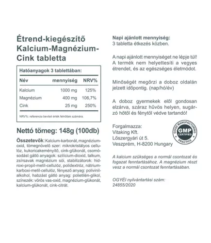 Vitaking CalMag + Cink (100) tabletta
