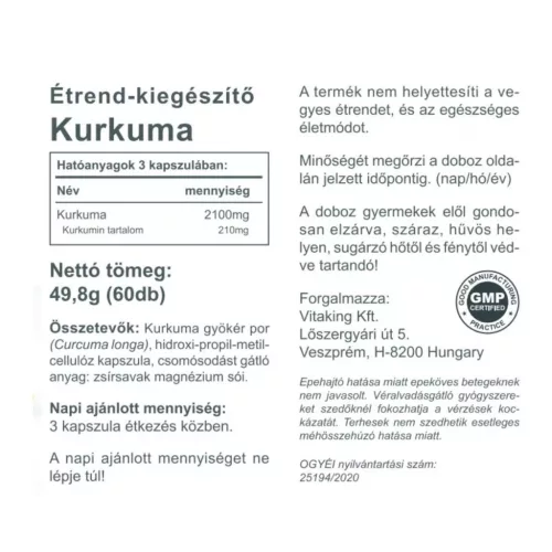 Vitaking Kurkuma 700mg (60) kapszula