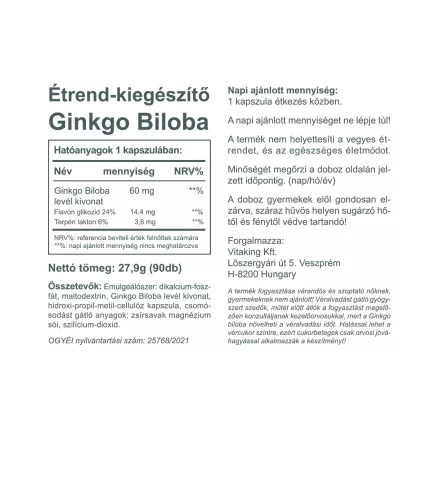 Vitaking Ginkgo Biloba 60mg (90) tabletta