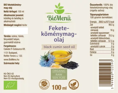 BioMenü BIO Feketeköménymag-olaj 100ml