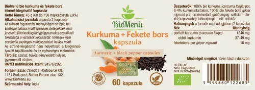 BioMenü BIO Kurkuma+fekete bors kapszula 60db