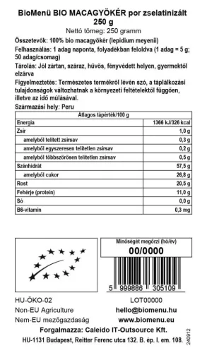 BioMenü BIO Macagyökér por 250g zselatin
