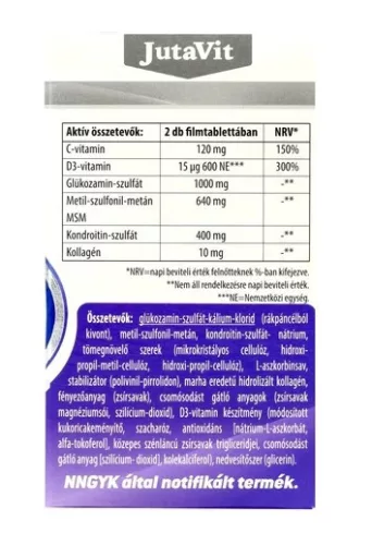 JutaVit Glükozamin-Kondroitin-Kollagén- MSM + D + C-vitamin 120db filmtabletta