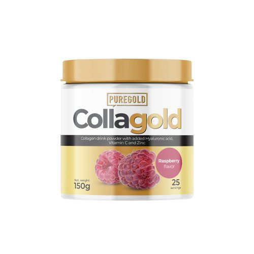 PureGold CollaGold Marha és Hal kollagén italpor hialuronsavval 150g málna íz